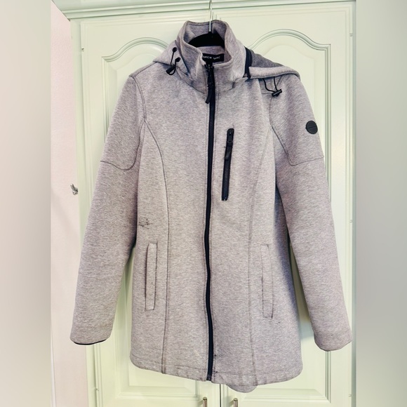 Andrew Marc Women's Light Gray Hooded Jacket - Picture 1 of 4